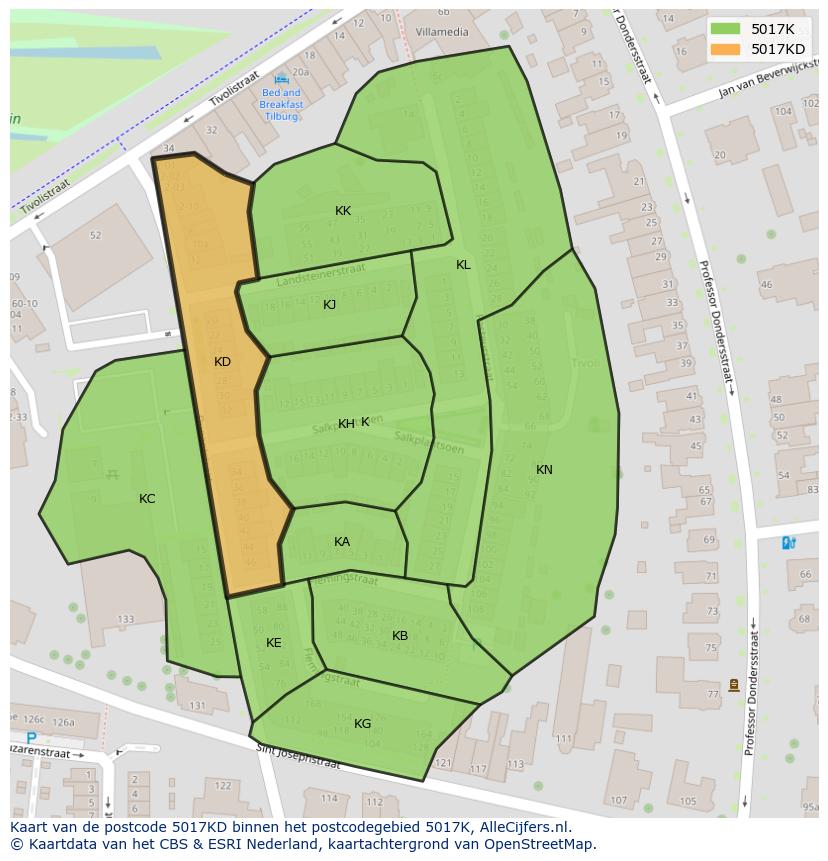 Afbeelding van het postcodegebied 5017 KD op de kaart.