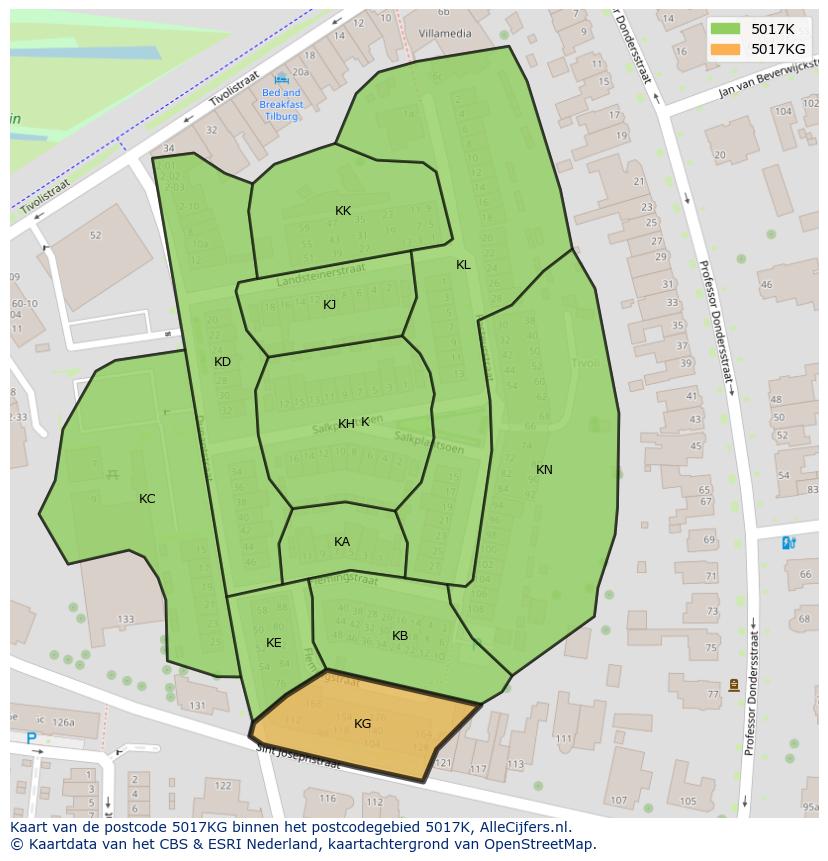 Afbeelding van het postcodegebied 5017 KG op de kaart.