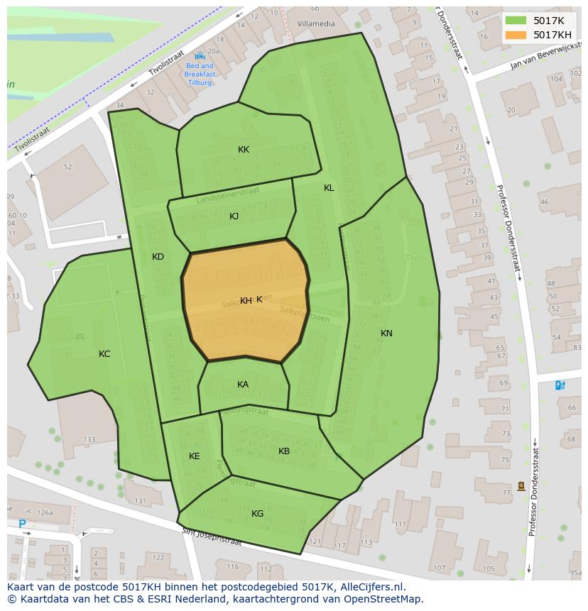 Afbeelding van het postcodegebied 5017 KH op de kaart.