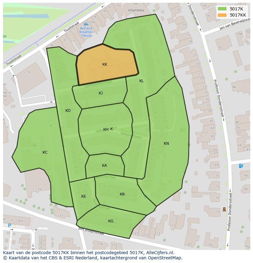Afbeelding van het postcodegebied 5017 KK op de kaart.