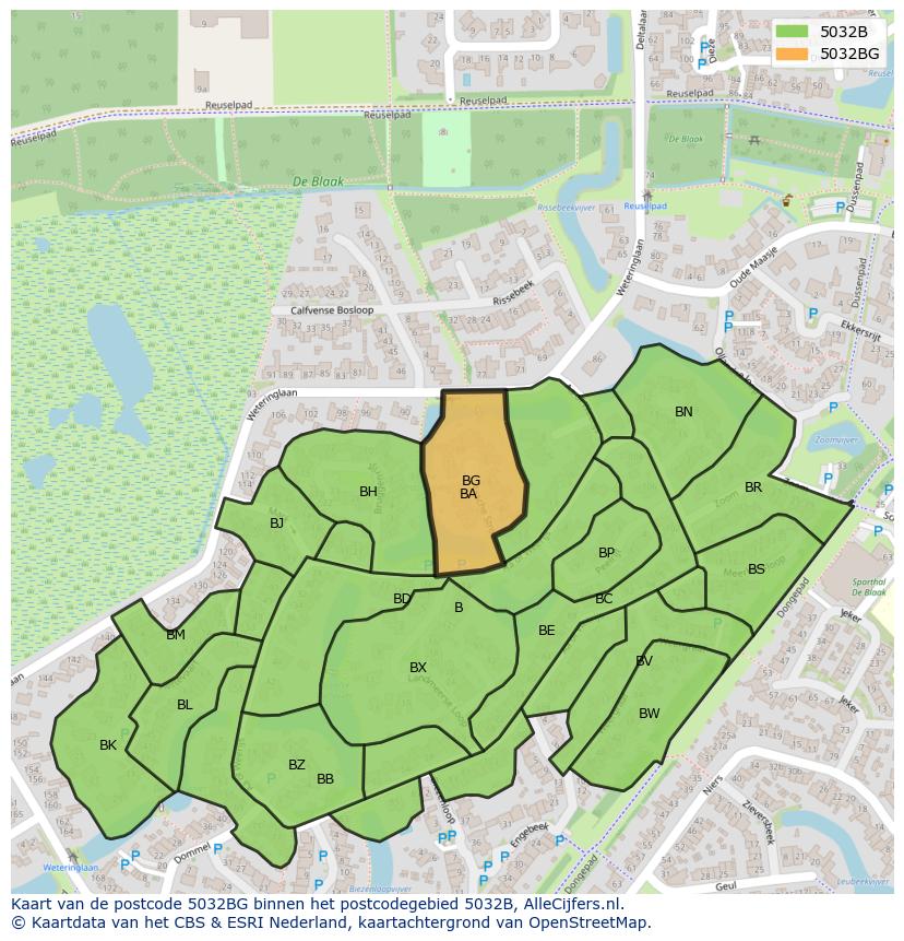 Afbeelding van het postcodegebied 5032 BG op de kaart.