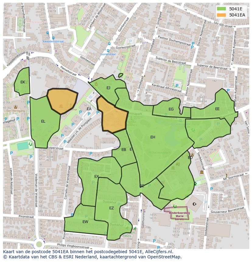Afbeelding van het postcodegebied 5041 EA op de kaart.