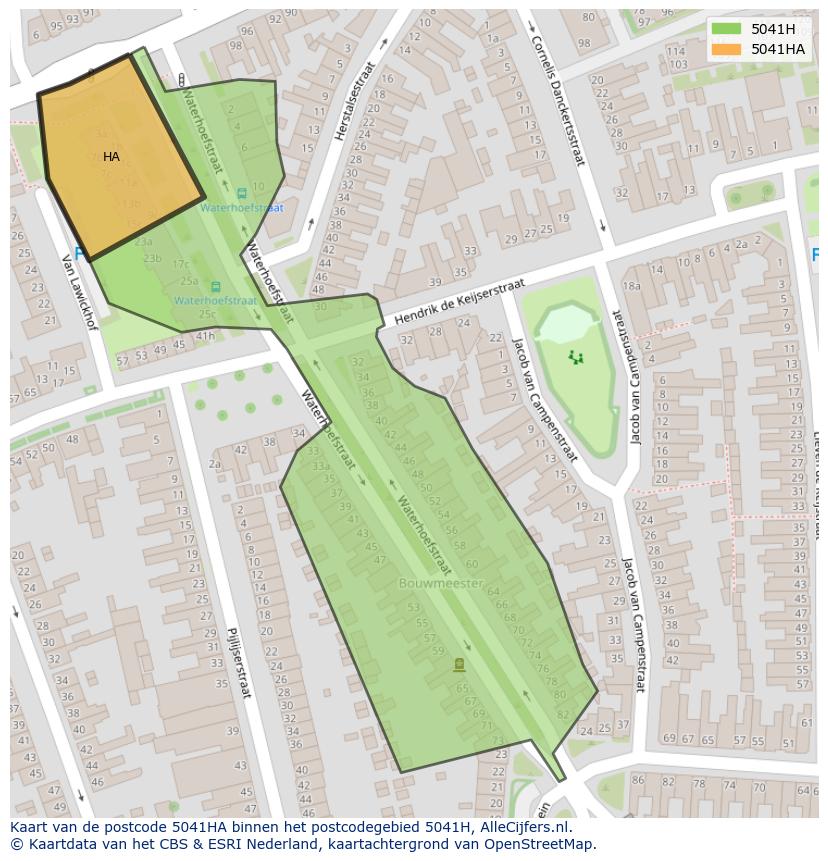 Afbeelding van het postcodegebied 5041 HA op de kaart.