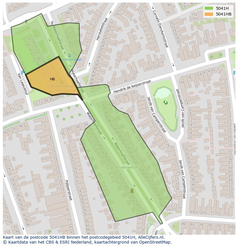 Afbeelding van het postcodegebied 5041 HB op de kaart.