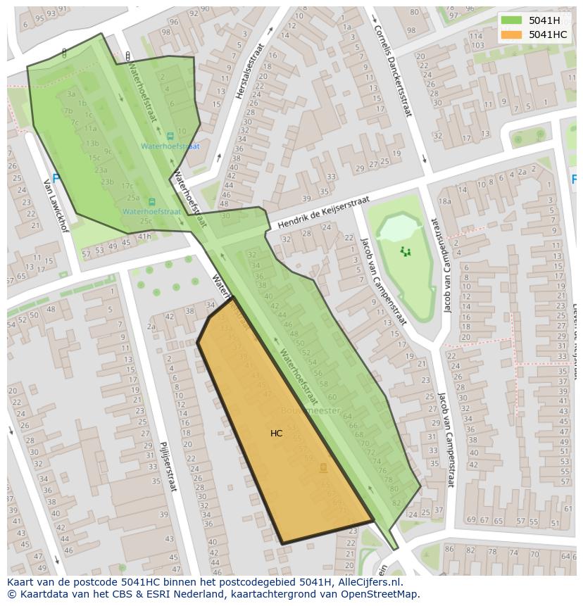 Afbeelding van het postcodegebied 5041 HC op de kaart.