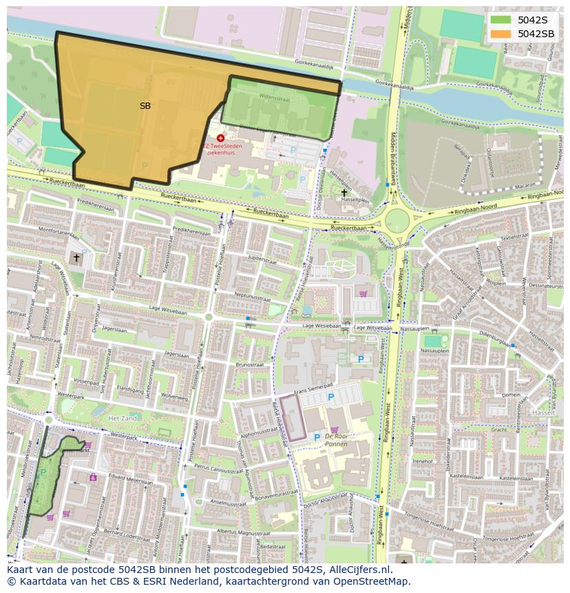 Afbeelding van het postcodegebied 5042 SB op de kaart.