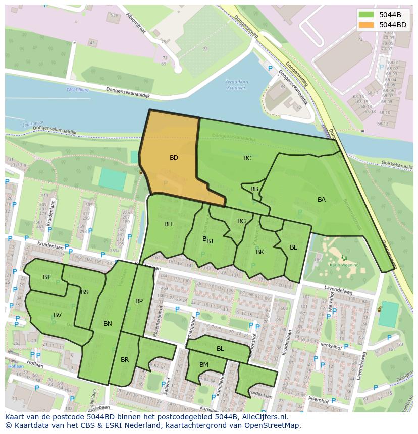 Afbeelding van het postcodegebied 5044 BD op de kaart.