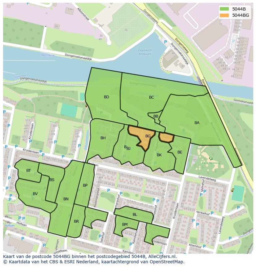 Afbeelding van het postcodegebied 5044 BG op de kaart.