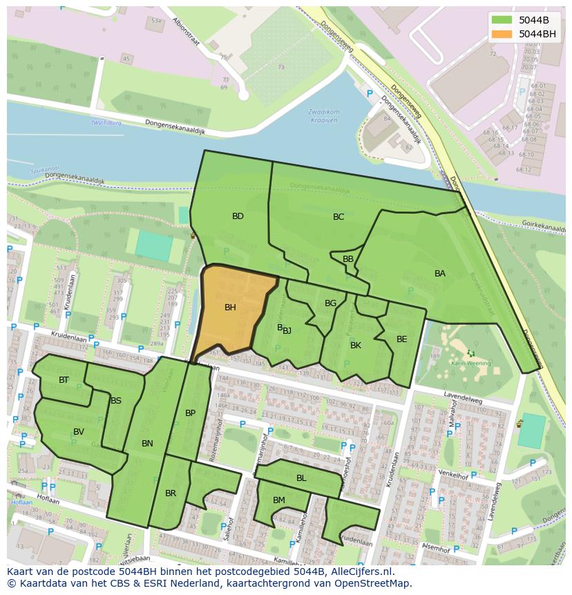 Afbeelding van het postcodegebied 5044 BH op de kaart.