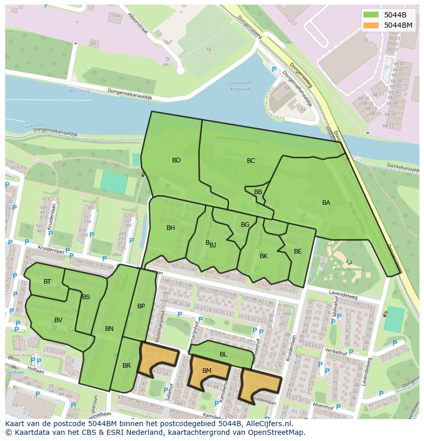 Afbeelding van het postcodegebied 5044 BM op de kaart.