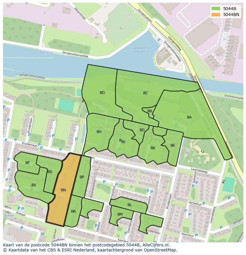 Afbeelding van het postcodegebied 5044 BN op de kaart.