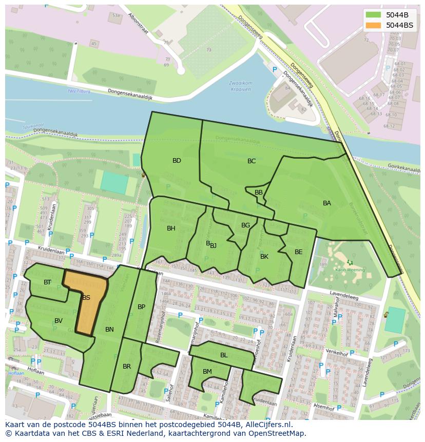 Afbeelding van het postcodegebied 5044 BS op de kaart.