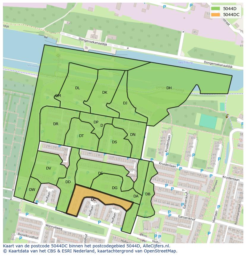 Afbeelding van het postcodegebied 5044 DC op de kaart.