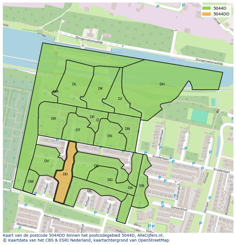 Afbeelding van het postcodegebied 5044 DD op de kaart.
