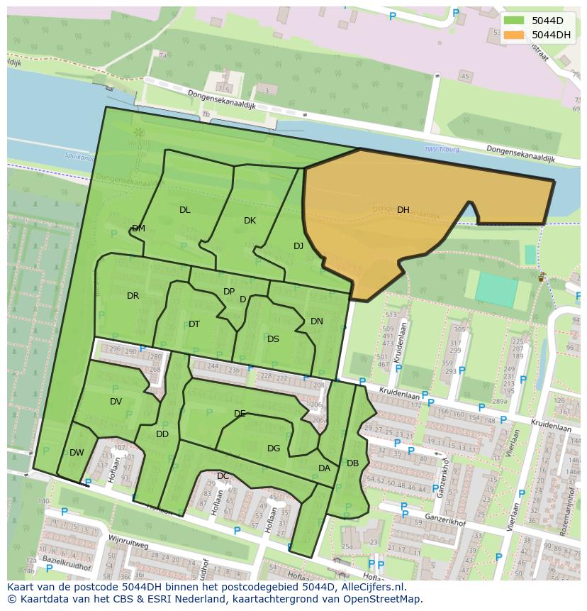 Afbeelding van het postcodegebied 5044 DH op de kaart.