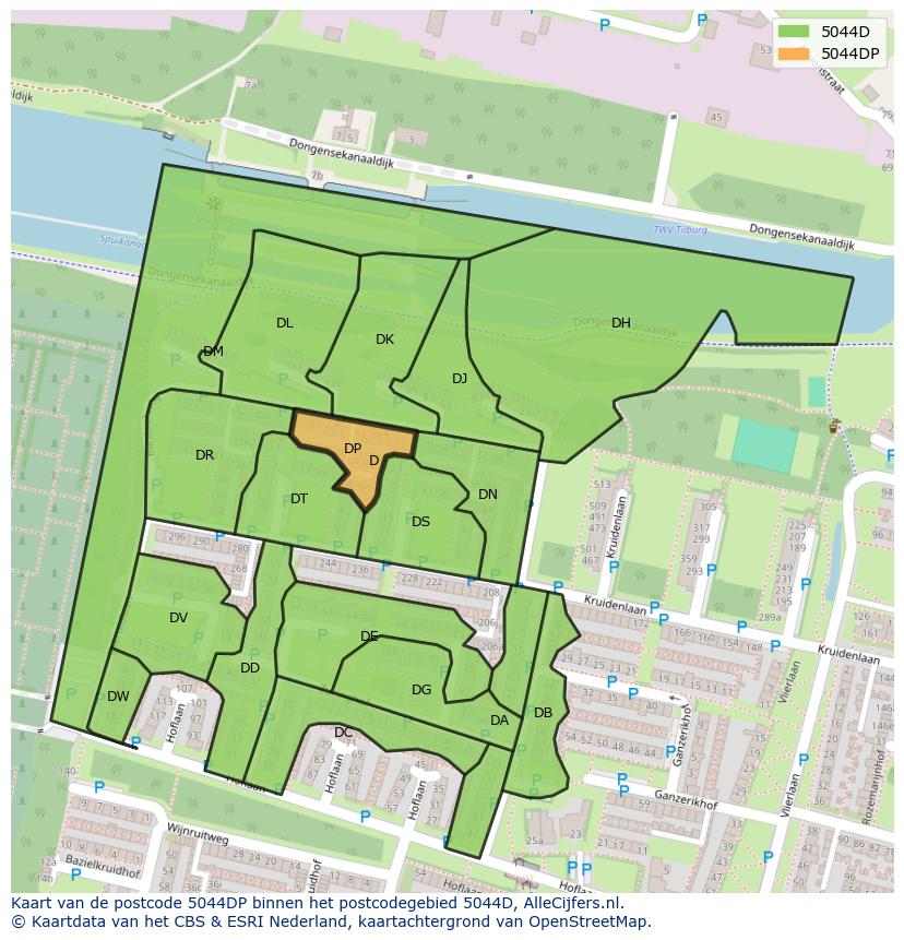 Afbeelding van het postcodegebied 5044 DP op de kaart.
