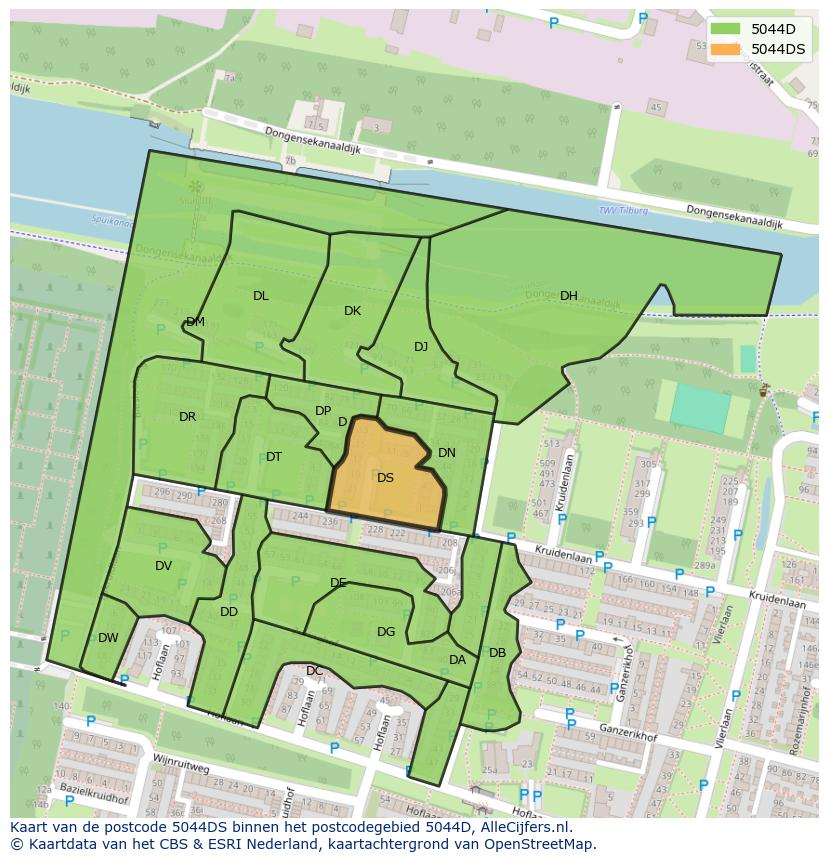Afbeelding van het postcodegebied 5044 DS op de kaart.