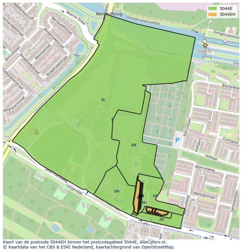 Afbeelding van het postcodegebied 5044 EH op de kaart.