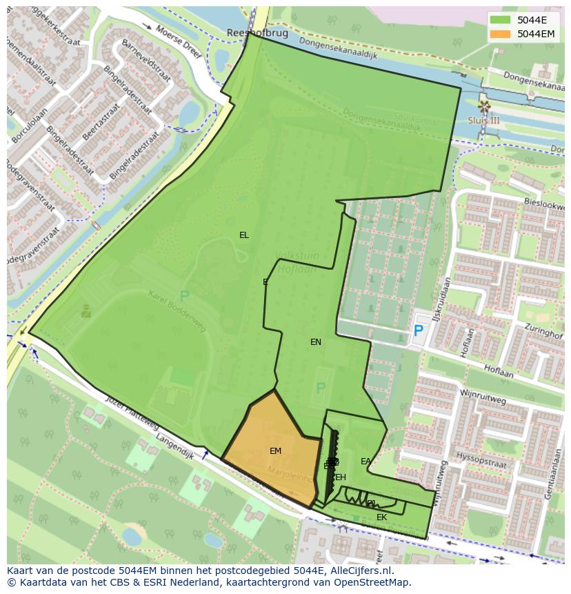 Afbeelding van het postcodegebied 5044 EM op de kaart.