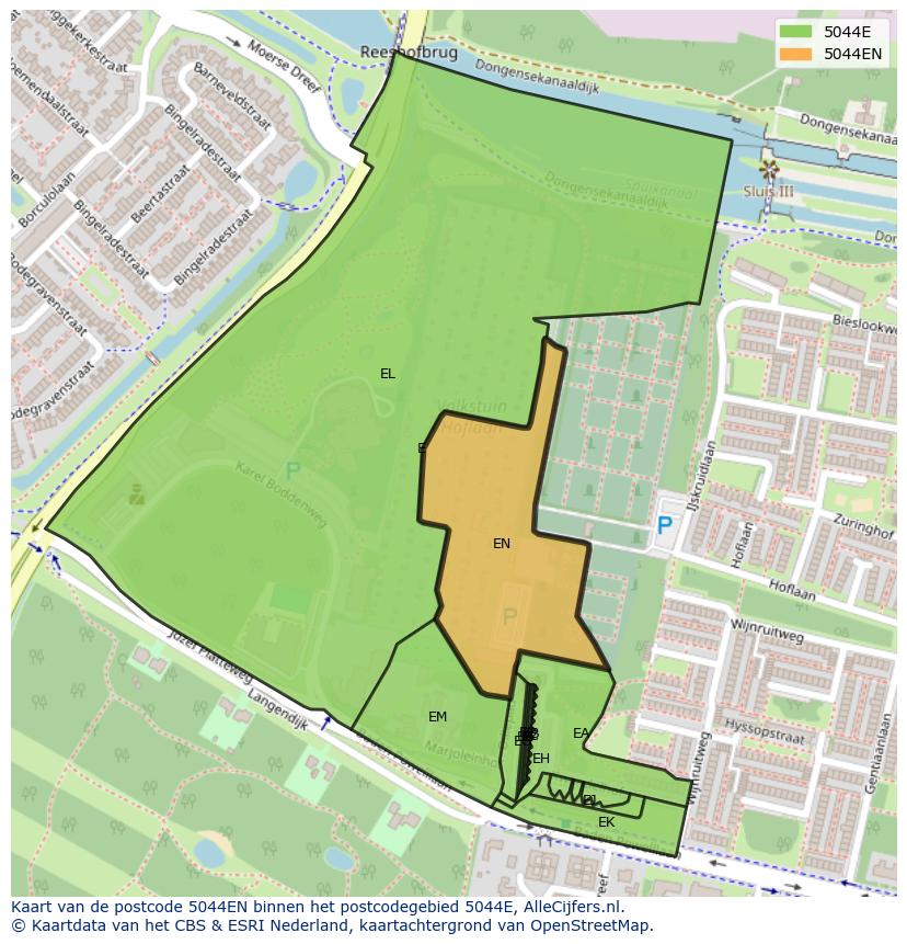Afbeelding van het postcodegebied 5044 EN op de kaart.