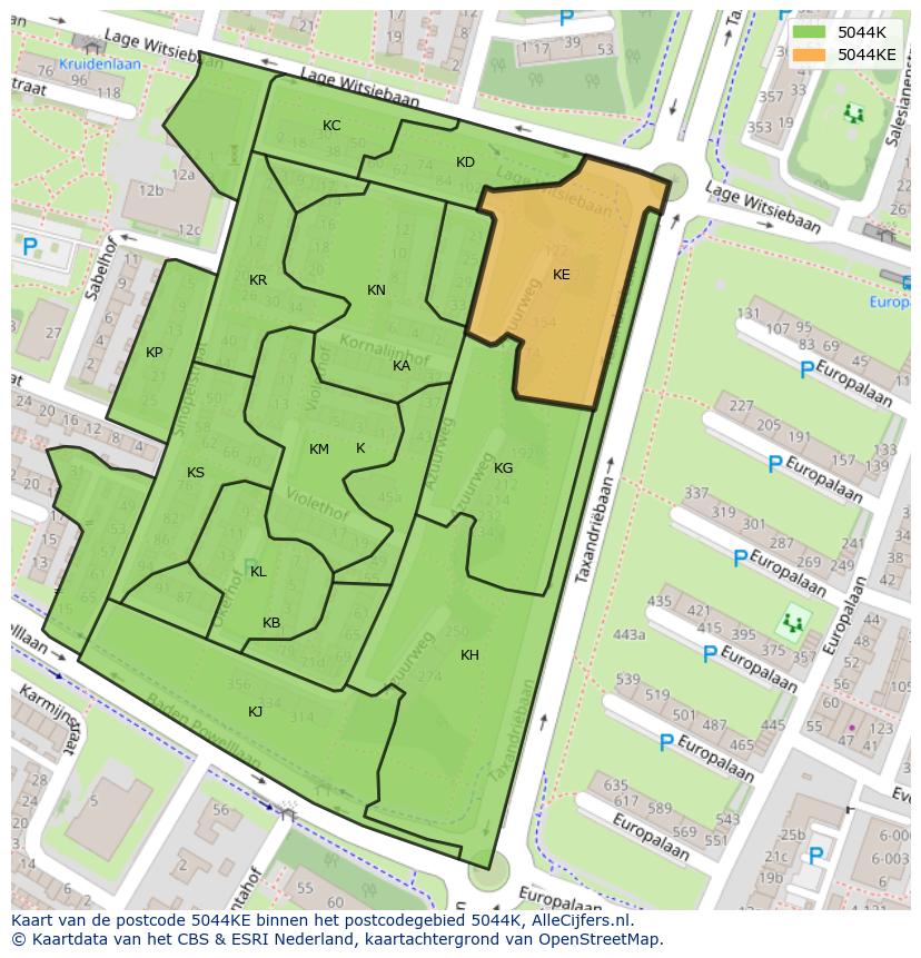 Afbeelding van het postcodegebied 5044 KE op de kaart.