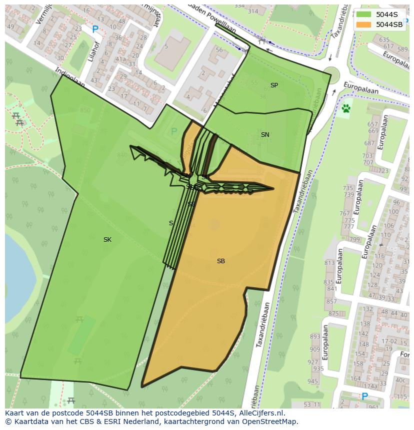 Afbeelding van het postcodegebied 5044 SB op de kaart.