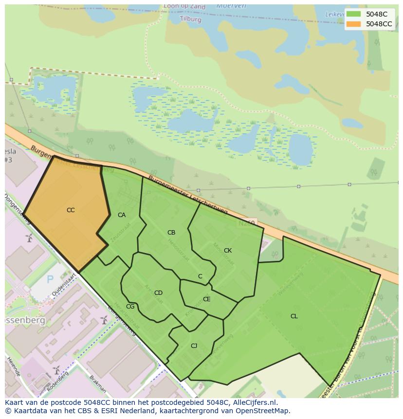 Afbeelding van het postcodegebied 5048 CC op de kaart.
