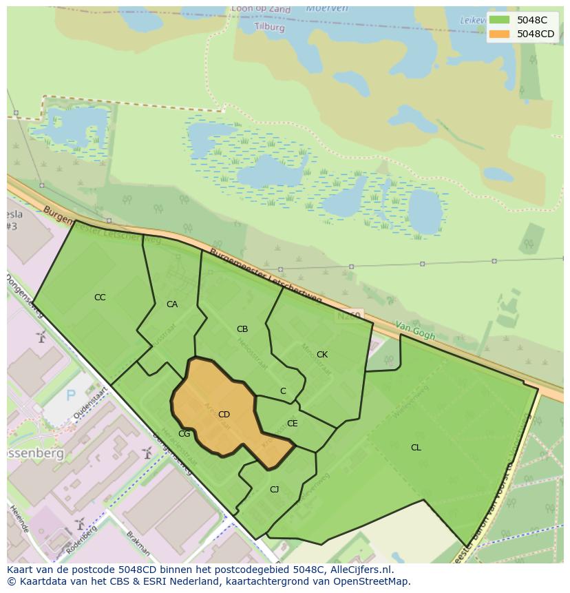 Afbeelding van het postcodegebied 5048 CD op de kaart.