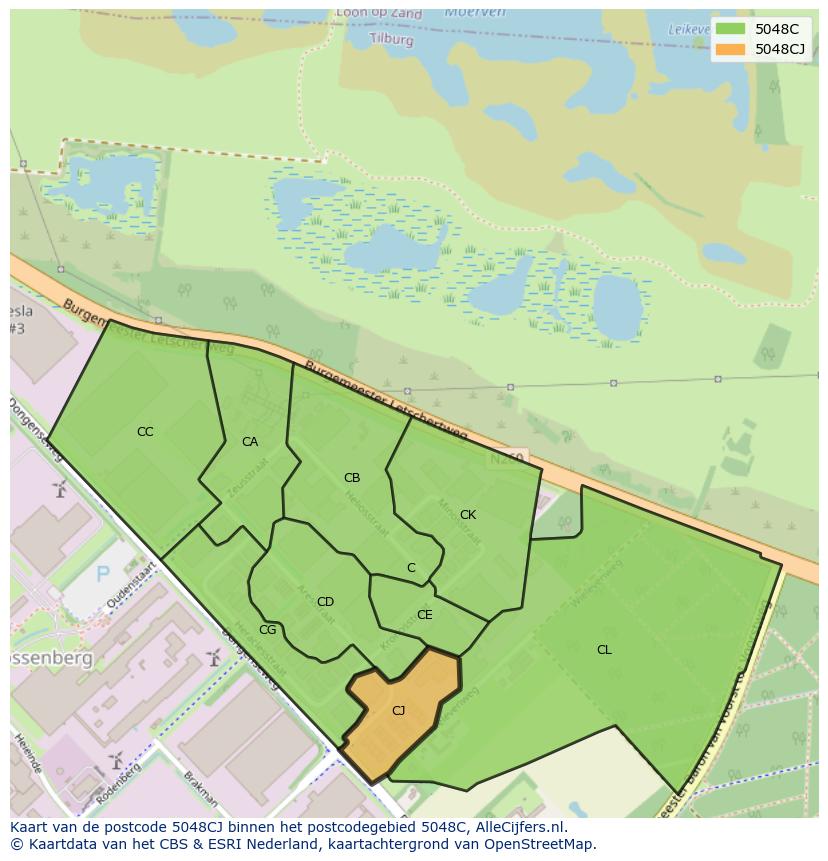 Afbeelding van het postcodegebied 5048 CJ op de kaart.