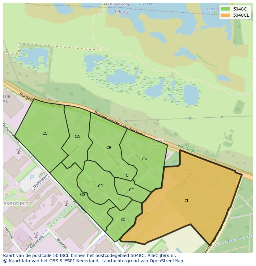 Afbeelding van het postcodegebied 5048 CL op de kaart.