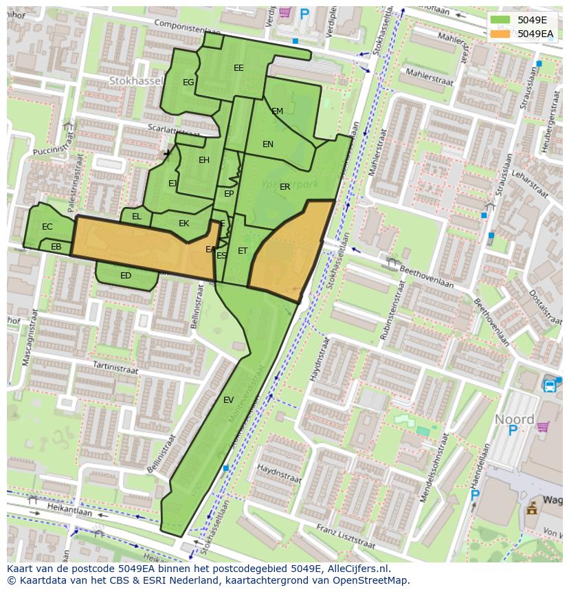 Afbeelding van het postcodegebied 5049 EA op de kaart.