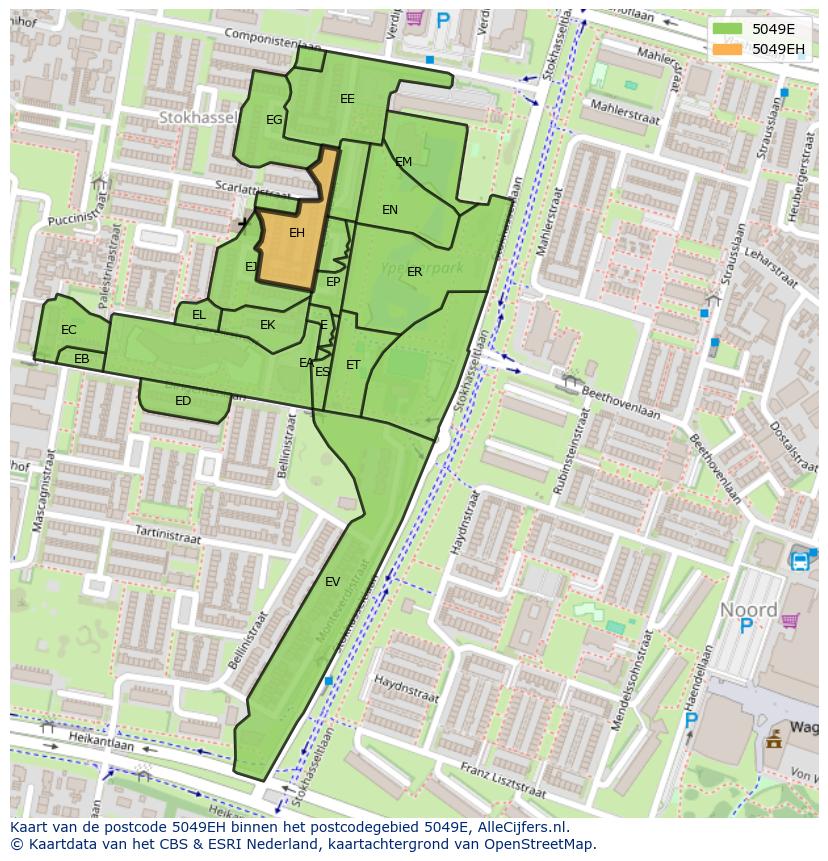 Afbeelding van het postcodegebied 5049 EH op de kaart.