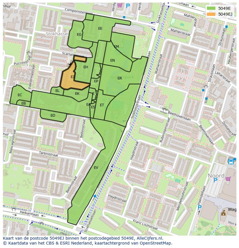 Afbeelding van het postcodegebied 5049 EJ op de kaart.