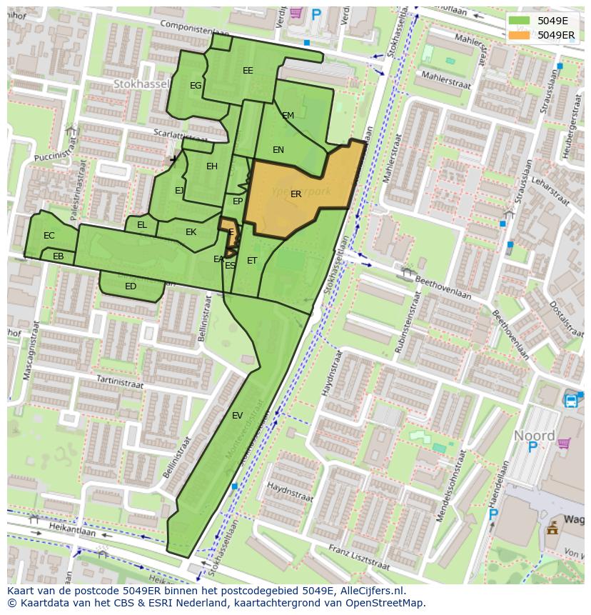 Afbeelding van het postcodegebied 5049 ER op de kaart.
