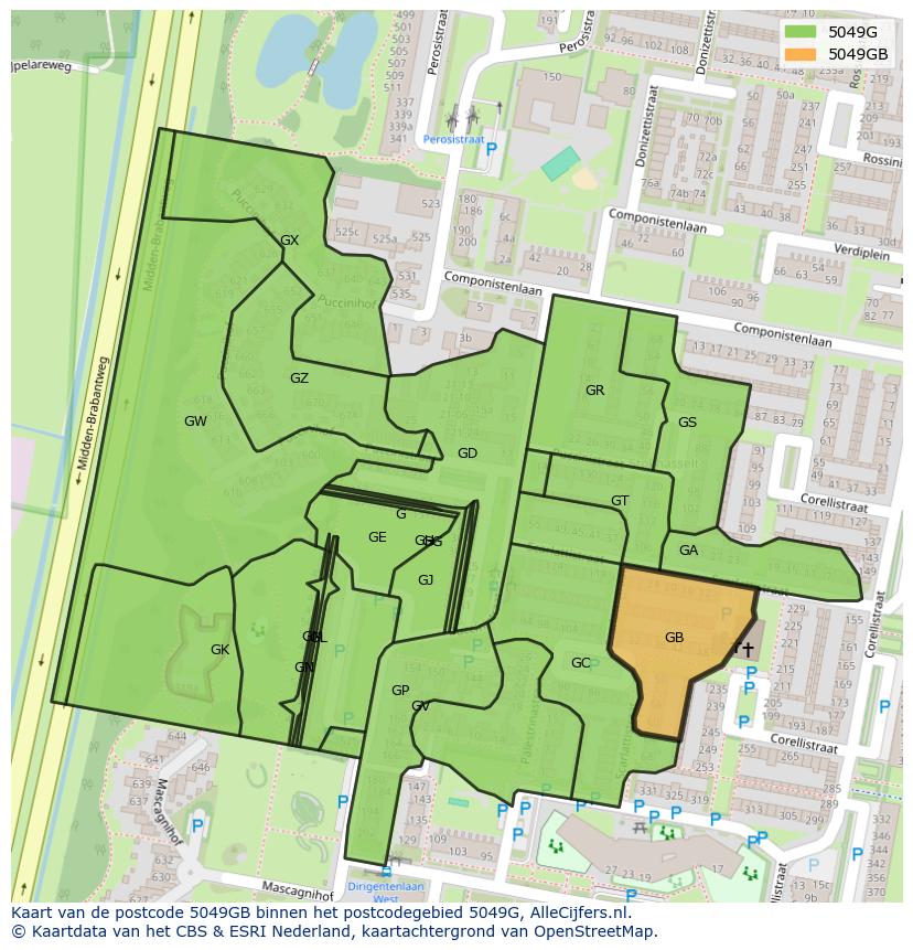 Afbeelding van het postcodegebied 5049 GB op de kaart.