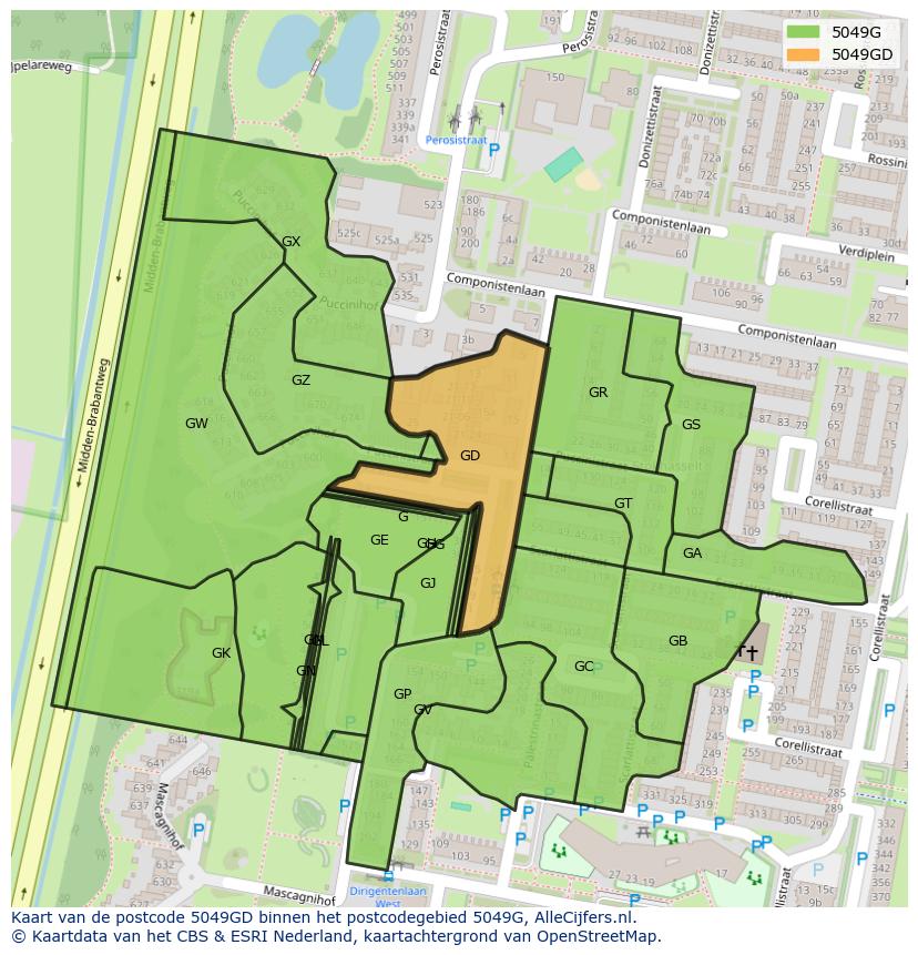 Afbeelding van het postcodegebied 5049 GD op de kaart.