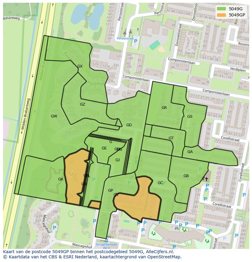 Afbeelding van het postcodegebied 5049 GP op de kaart.
