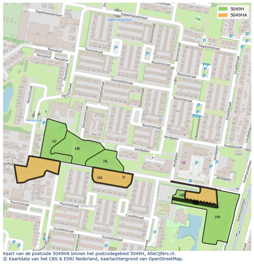 Afbeelding van het postcodegebied 5049 HA op de kaart.