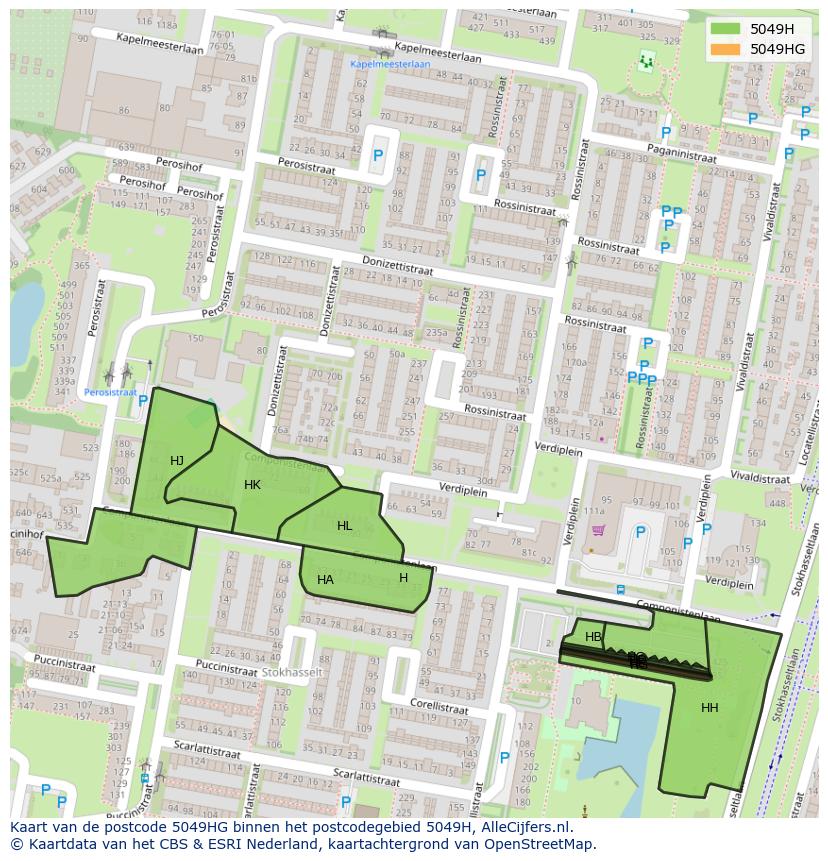 Afbeelding van het postcodegebied 5049 HG op de kaart.