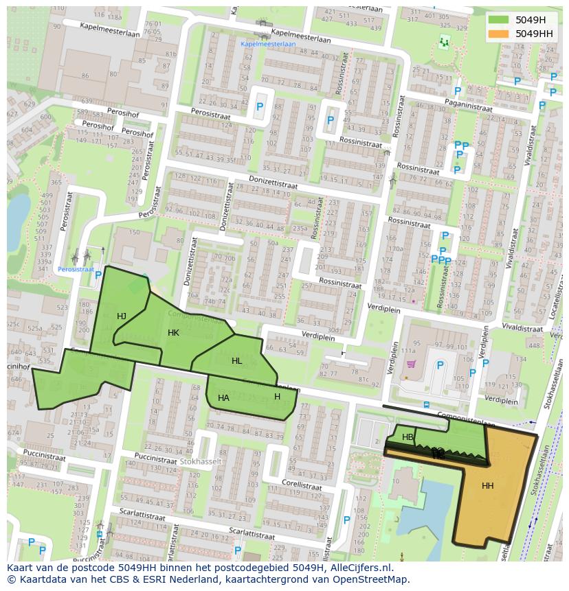 Afbeelding van het postcodegebied 5049 HH op de kaart.