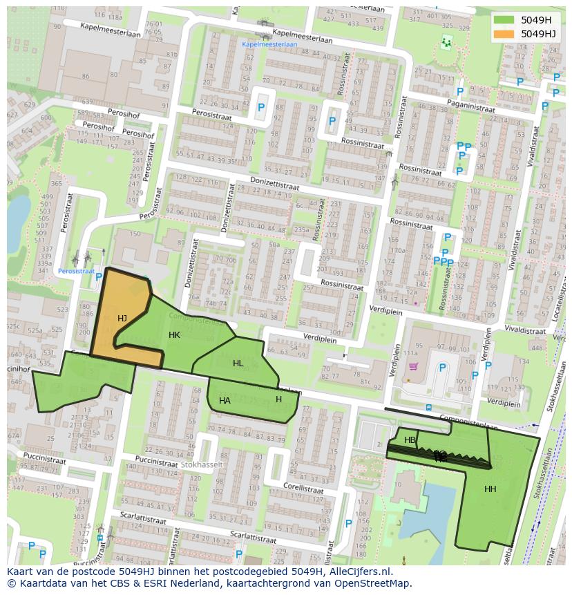 Afbeelding van het postcodegebied 5049 HJ op de kaart.