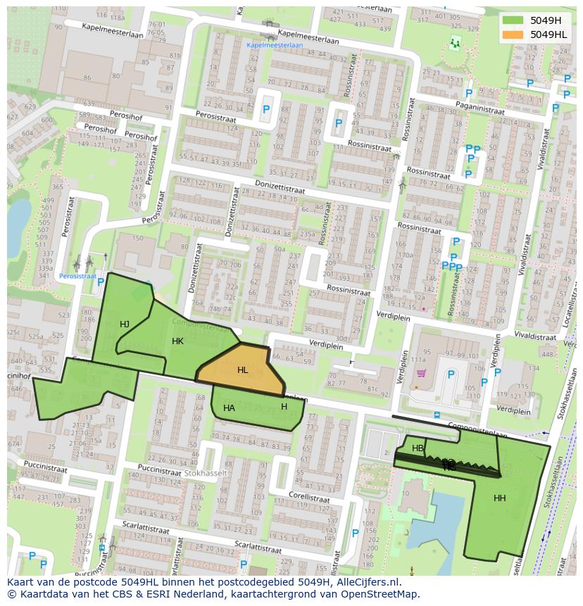 Afbeelding van het postcodegebied 5049 HL op de kaart.