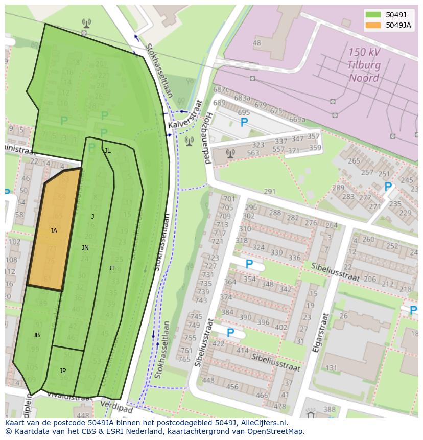 Afbeelding van het postcodegebied 5049 JA op de kaart.