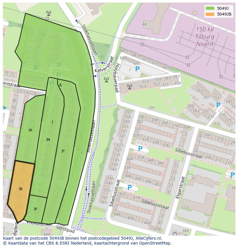Afbeelding van het postcodegebied 5049 JB op de kaart.