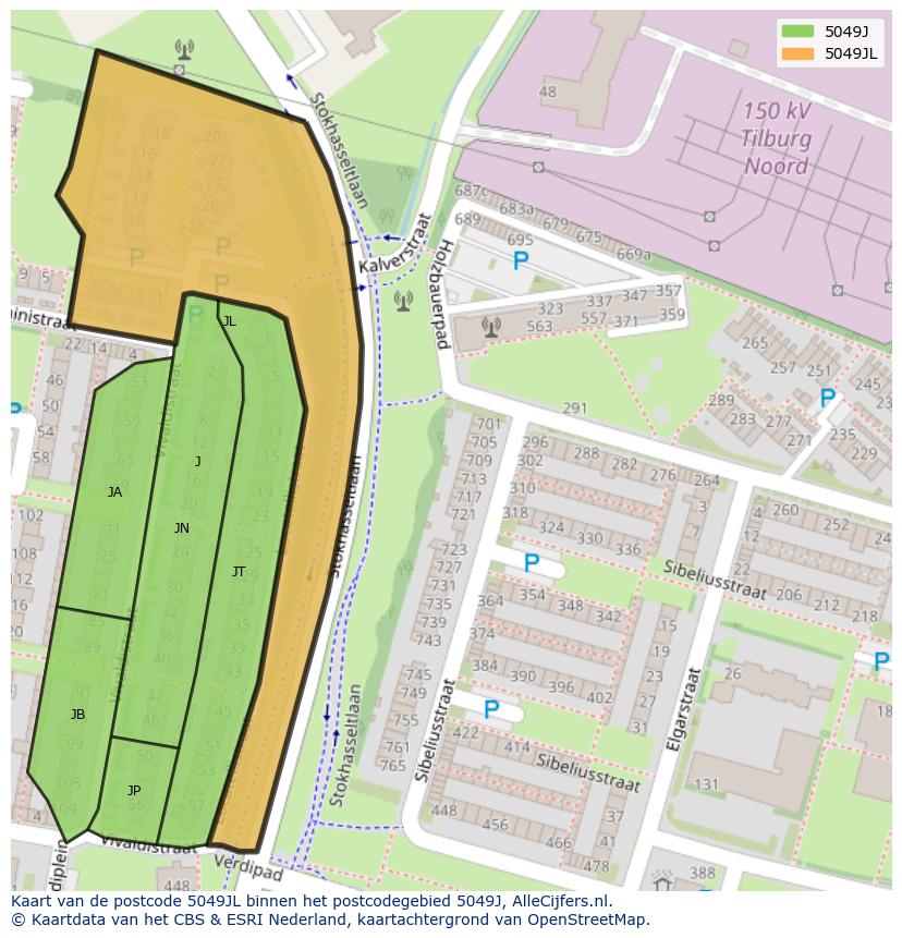 Afbeelding van het postcodegebied 5049 JL op de kaart.