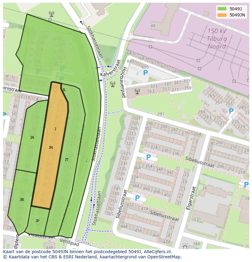 Afbeelding van het postcodegebied 5049 JN op de kaart.