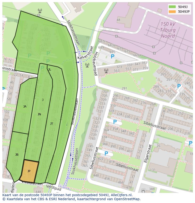 Afbeelding van het postcodegebied 5049 JP op de kaart.