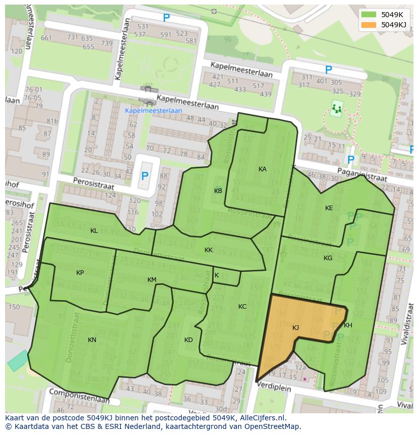 Afbeelding van het postcodegebied 5049 KJ op de kaart.