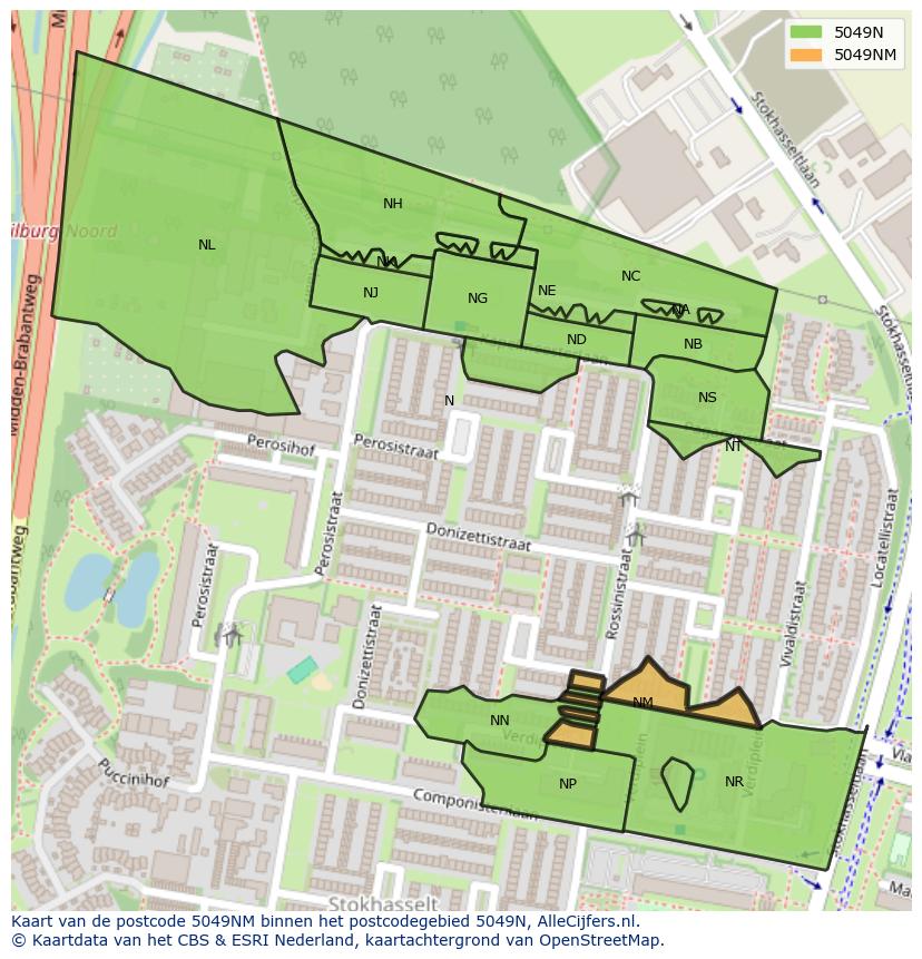 Afbeelding van het postcodegebied 5049 NM op de kaart.