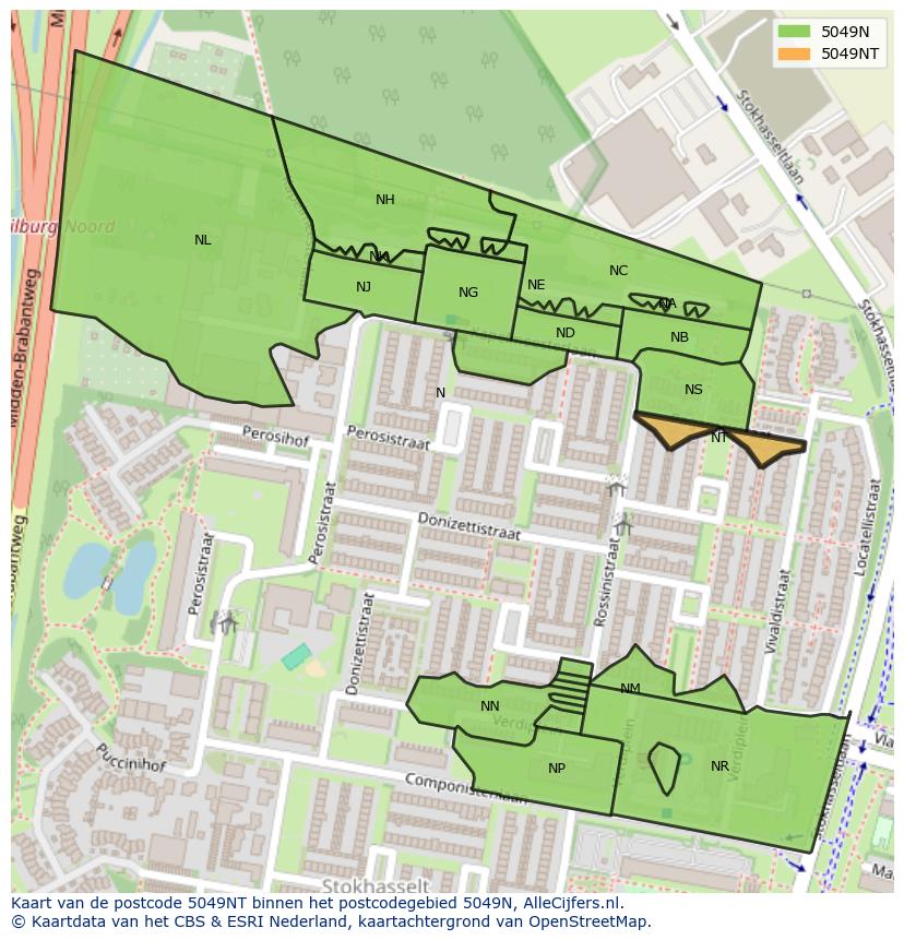 Afbeelding van het postcodegebied 5049 NT op de kaart.